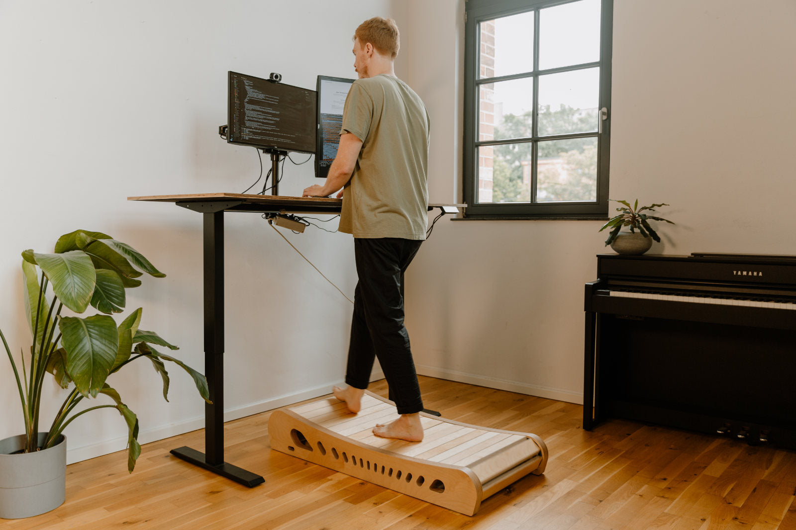 Office Walker manual walking pad in a bright home office