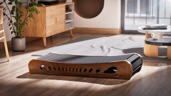 The Office Walker in Dark Walnut, in a living room